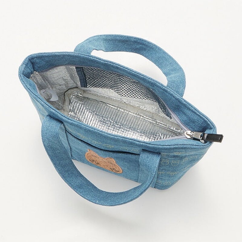 Denim Insulated Tote Bag with Totoro Cartoon Print - Image 2