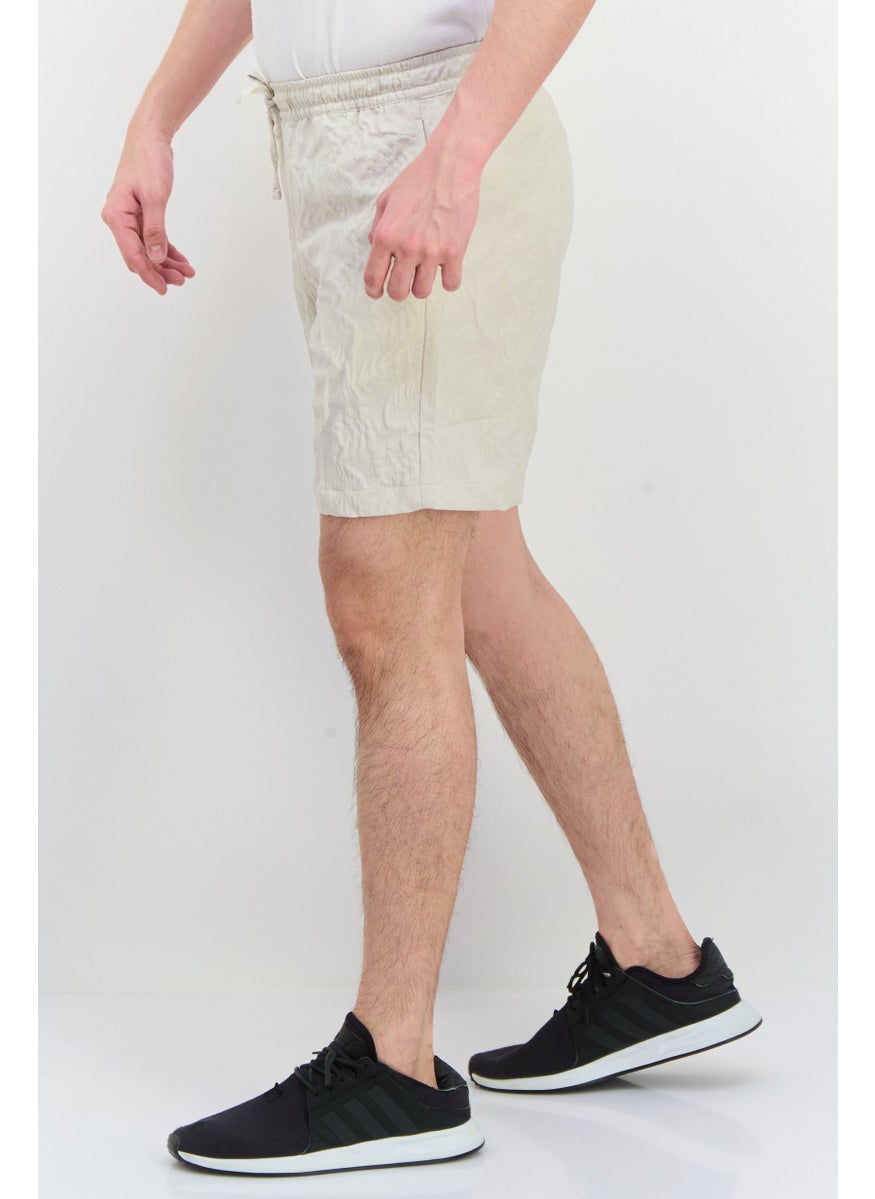 Jack Jones Men Jacquard Basic Shorts, Beige  - Image 2