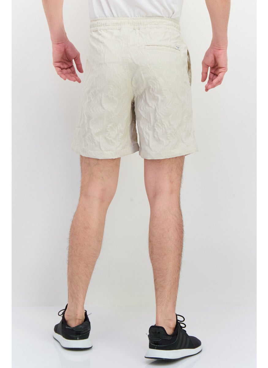 Jack Jones Men Jacquard Basic Shorts, Beige  - Image 3