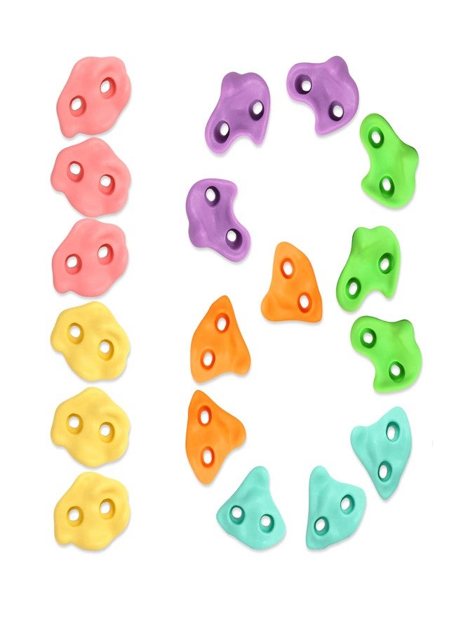TOPNEW 18PCS Climbing Holds for Kids, Rock Wall Climbing Kit with Hardware for Indoor and Outdoor Climbing Wall, Soft Color - Image 1