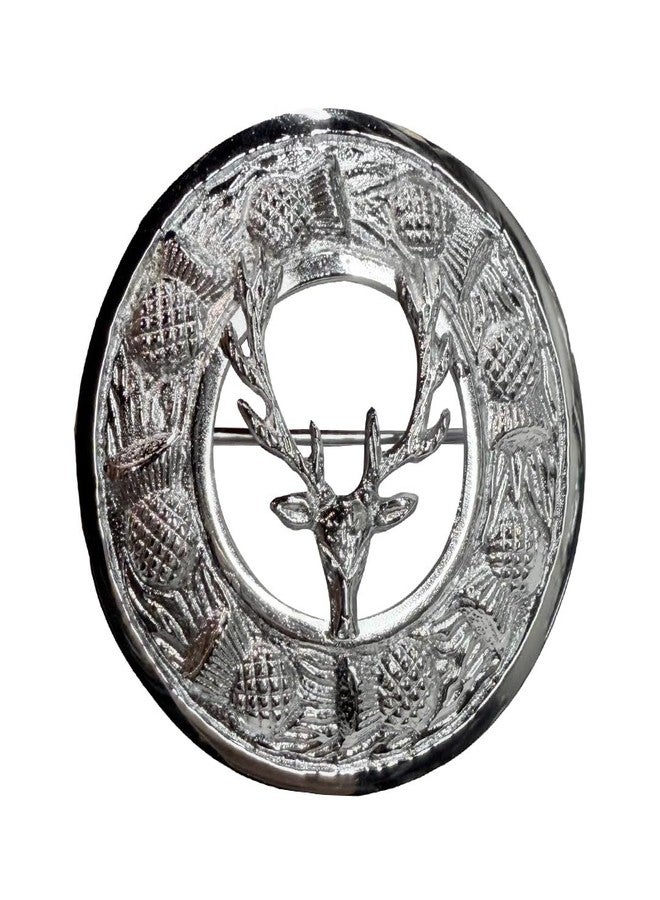 AAR Scottish Brooches Design Chrome Finish Pin Fly Plaid Highland Klit Size 3" - Image 2