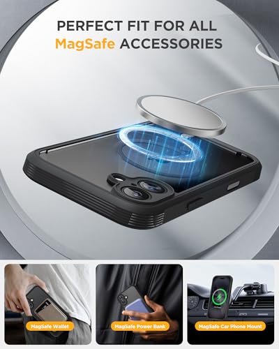 Miracase for iPhone 16 Case 6.1'', Full-Body Bumper Phone case with Built-in Full Glass Screen &Camera Control,No Gap,Compatible with MagSafe,Drop Proof 16 Cover,Black - Image 5