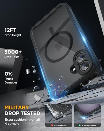 Miracase for iPhone 16 Case 6.1'', Full-Body Bumper Phone case with Built-in Full Glass Screen &Camera Control,No Gap,Compatible with MagSafe,Drop Proof 16 Cover,Black - Image 2