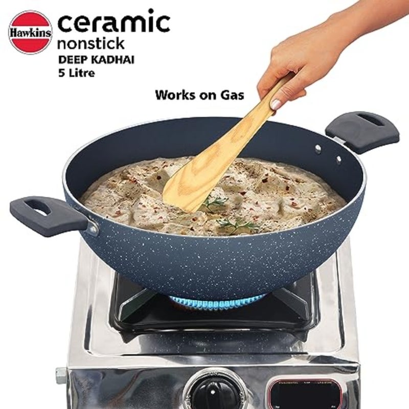 Ceramic NS Deep Kadhai W/Glass lid 5 Ltr Ind. - Image 5