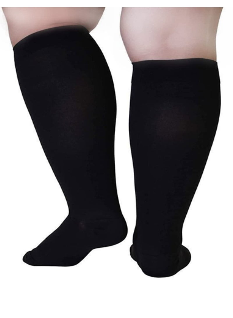 Excefore Wide Calf Compression Socks for Women Men, 2 Pairs Plus Size Extra Large Size Support Socks Stockings Reduces Swelling & Pain for Nurses Running Pregnant Travel Flight 20-25 mmHg  - Image 4