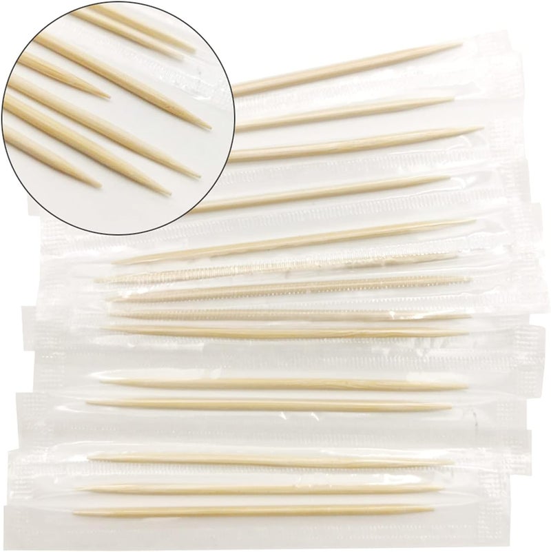 BLUETOP Wood Bamboo Individually Cello Wrapped Toothpicks 2.5Inch Pack 1000 High-class Appetizer Picks Sturdy Food Pick for Appetizers Cocktails Fruit Olive picks. - Image 4