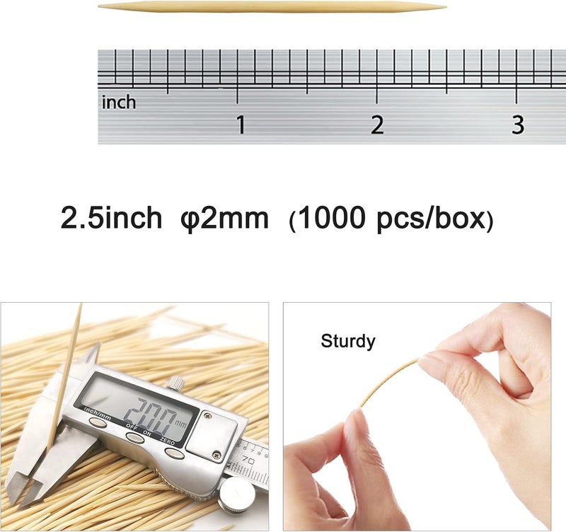 BLUETOP Wood Bamboo Individually Cello Wrapped Toothpicks 2.5Inch Pack 1000 High-class Appetizer Picks Sturdy Food Pick for Appetizers Cocktails Fruit Olive picks. - Image 2