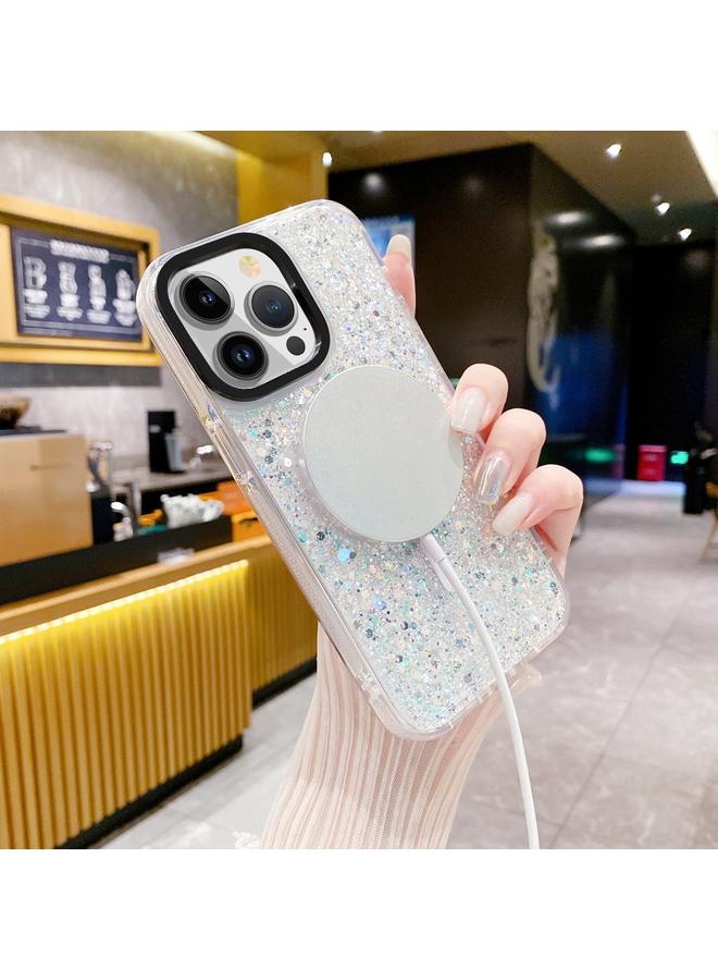 اس-توب جراب هاتف iPhone 15 Pro من Gold Armor MagSafe Glitter Epoxy - Image 5