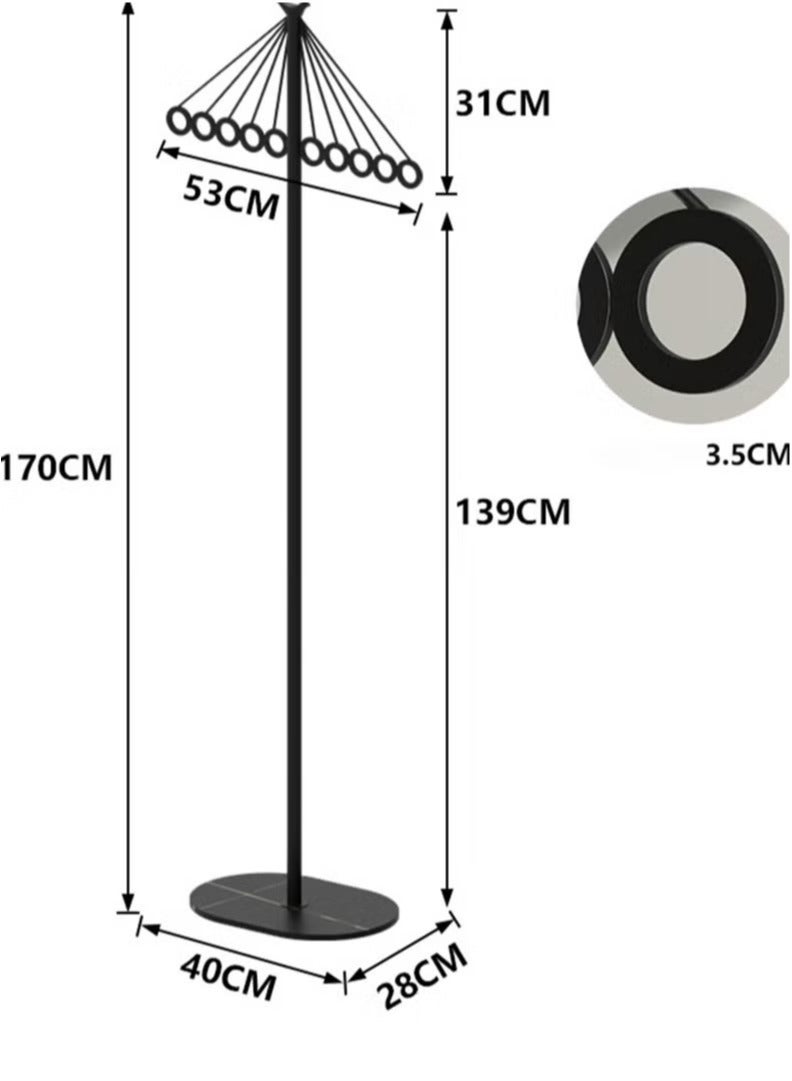 Beauenty Coat Rack Freestanding Clothes Stand Garment Rack Clothes Rack Metal Coat Racks Hanger Stand Clothes Rail Stand Clothes Hanger Organizer with Marble Base for Hanging Clothes, Hats, Bags（Black） - Image 3