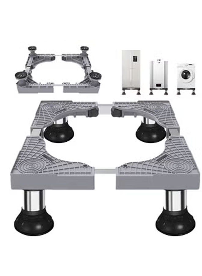 كيلا حامل ثلاجة بقاعدة عالمية قابلة للتعديل مع 4 أقدام قوية لحامل الغسالة، قاعدة حامل الثلاجة، عربة الأجهزة القابلة للتعديل مربعة الشكل