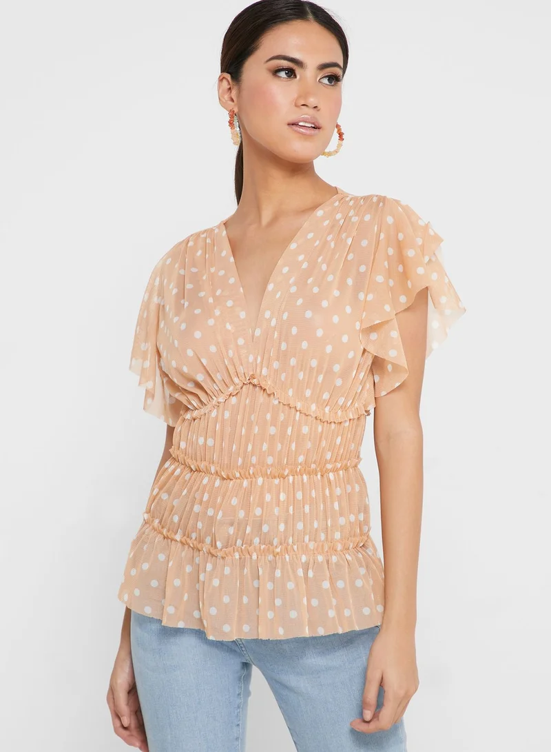 RIVER ISLAND Flute Sleeve Mesh Top