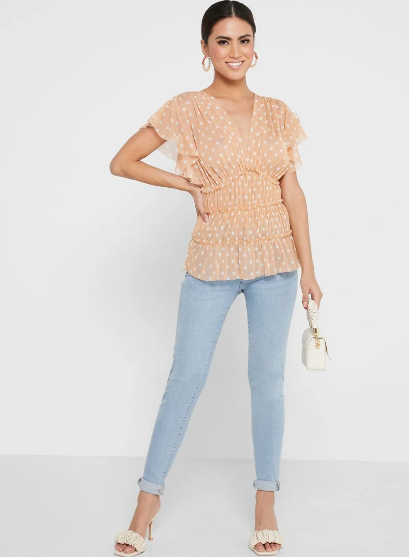 RIVER ISLAND Flute Sleeve Mesh Top