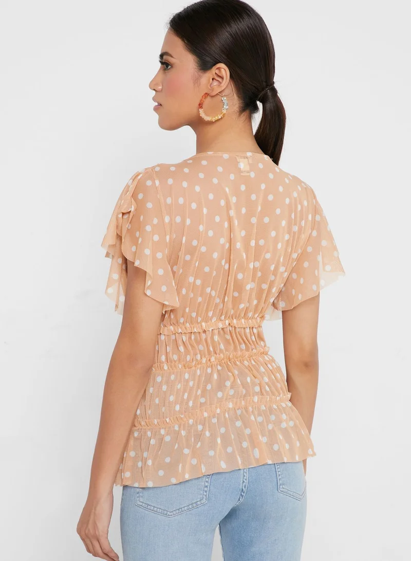 RIVER ISLAND Flute Sleeve Mesh Top