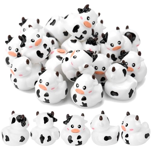 GGSTDDUP 50 Pcs Cow Ducks Toy Figures Mini Cow Resin Ducks Bulk Tiny Cows Figurine Dress up Duck Toy for Party Favors Cow - Image 1