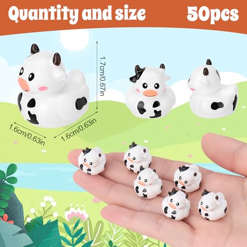 GGSTDDUP 50 Pcs Cow Ducks Toy Figures Mini Cow Resin Ducks Bulk Tiny Cows Figurine Dress up Duck Toy for Party Favors Cow - Image 5