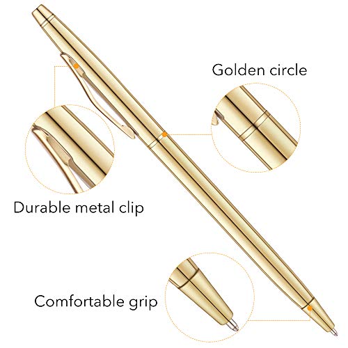Unibene 6 Pack Slim Gold Ballpoint Pens Black Ink 1 mm - Black Ink, Nice Gift for Business Office Students Teachers Wedding Guest - Image 4