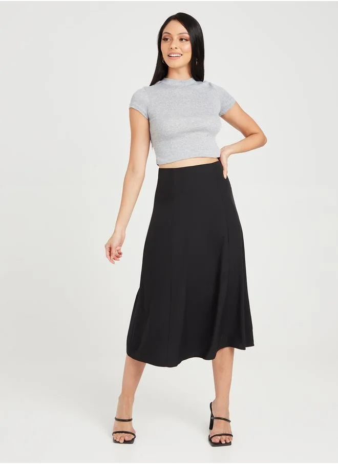 Styli Styli High Waist A-Line Midi Skirt