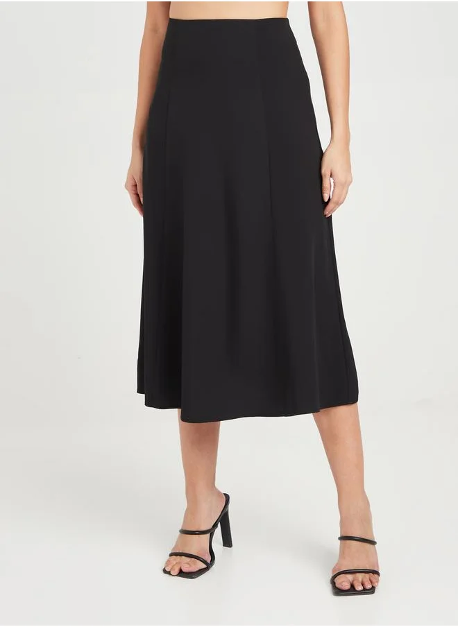 Styli Styli High Waist A-Line Midi Skirt