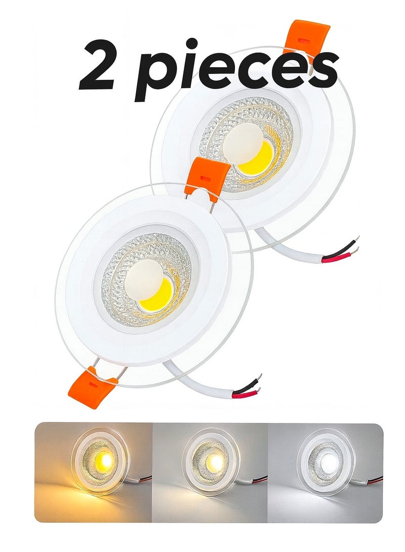 AL THURAYAT 8W-2 Pieces Modern Round LED Spotlight – 3 Color Lighting (White / Warm White/ Neutral White) – Energy Saving & High Brightness – Ideal for Gypsum Ceilings and Home Décor - Image 1