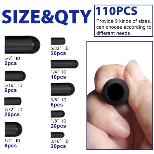 BUSY-CORNER 110 PCS Vacuum Caps Assortment, Vacuum Plugs Hose End Cap, Rubber Vacuum Caps Kit for Carburetor, Manifold, Automotive, 3/16'' 5/16'' 7/32'' 1/4'' 5/32'' 3/8'' 1/8'' 1/2'' 5/8'' - Image 2