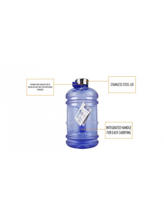 New Wave Enviro New Wave Enviro Iconic 2.2 Liter BPA Free Water Bottle with Stainless Steel Cap, Integrated Handle for Easy Carrying, Gym and Lifestyle Bottle, 2.2L Capacity, Blue - Image 2