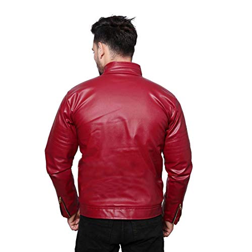 Malvina Boy's Faux Leather Biker Jacket with Zip, Export Quality, Full Sleeves Vegan Jacket with Latest Unique Design (Red)- Small - Image 3
