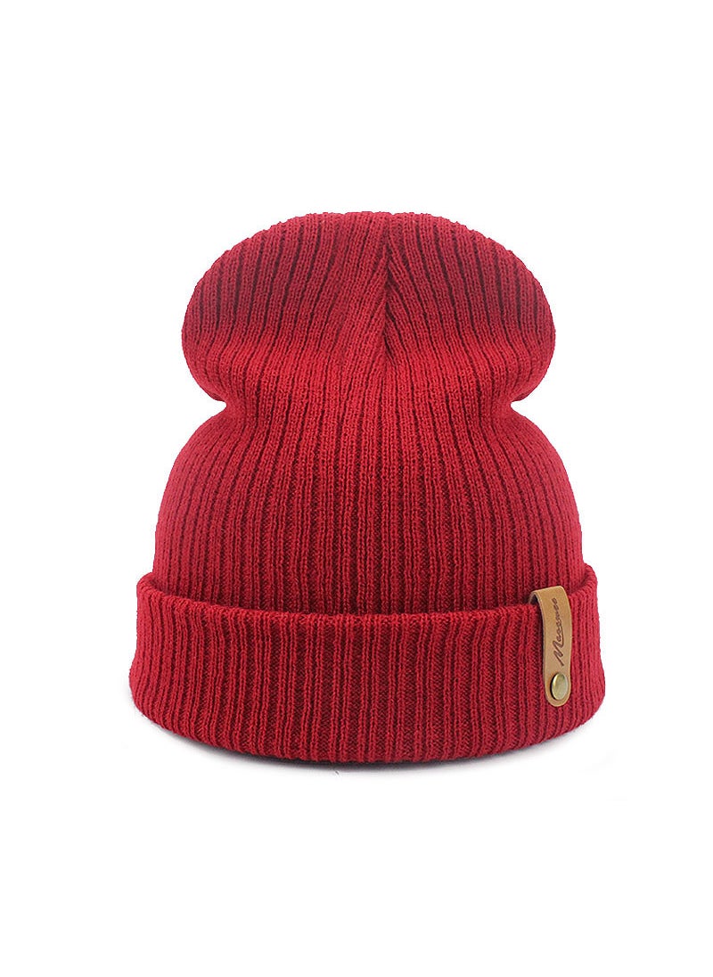 Generic Stylish Knitted Beanie Hat for Adults Wine Red  - Image 5