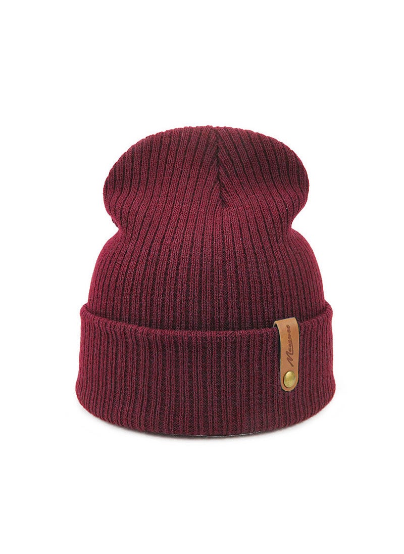 Generic Stylish Knitted Beanie Hat for Adults Wine Red  - Image 1