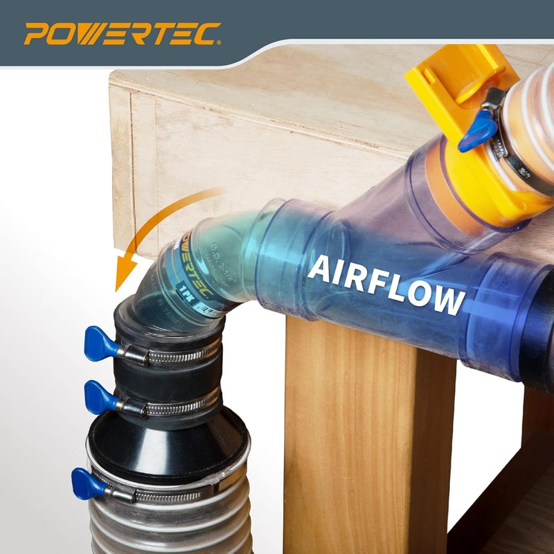 POWERTEC 70336V 2-1/2" OD 90 Degree Elbow - ABS Plastic Dust Collector Connector (Clear) - Image 4