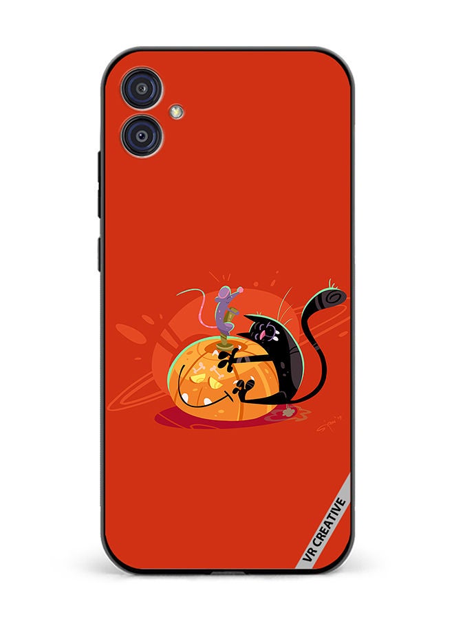 VR CREATIVE Protective Case Cover For Samsung Galaxy M04/F04 Halloween Cat Design Multicolour - Image 1