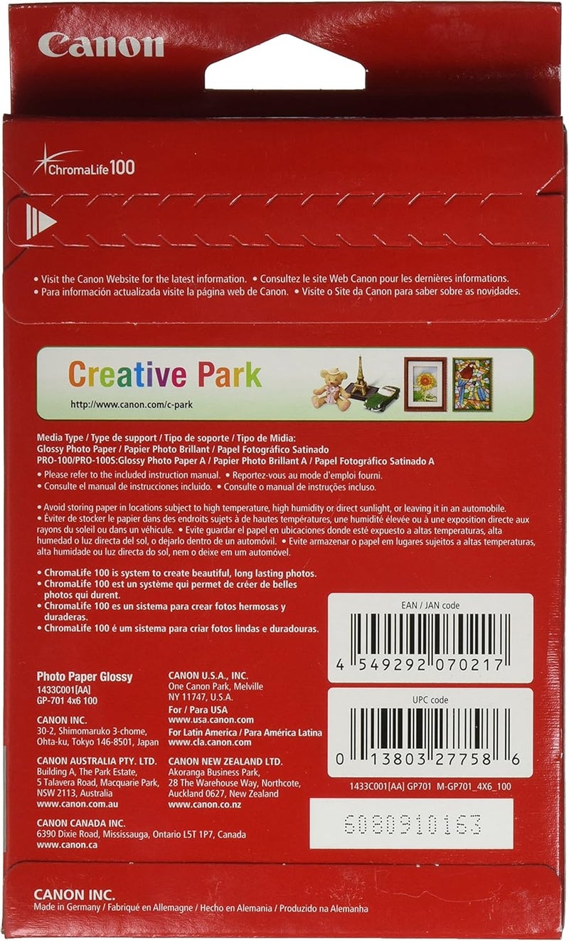 Canon Glossy Photo Paper, 4"x6", 100 Sheets | Pack of 2 | Model 1433C001 - Image 2