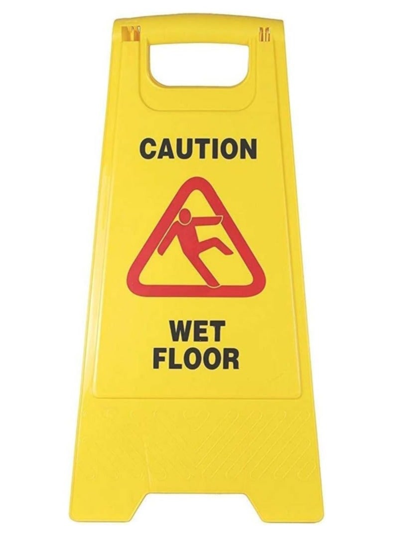 Caution Wet Floor Sign - Yellow | Plastic Slippery Floor Warning Sign | Two Side Foldable Slippery Floor Sign | Type A Freestanding Warning Sign for Outdoor and Indoor  - Image 4