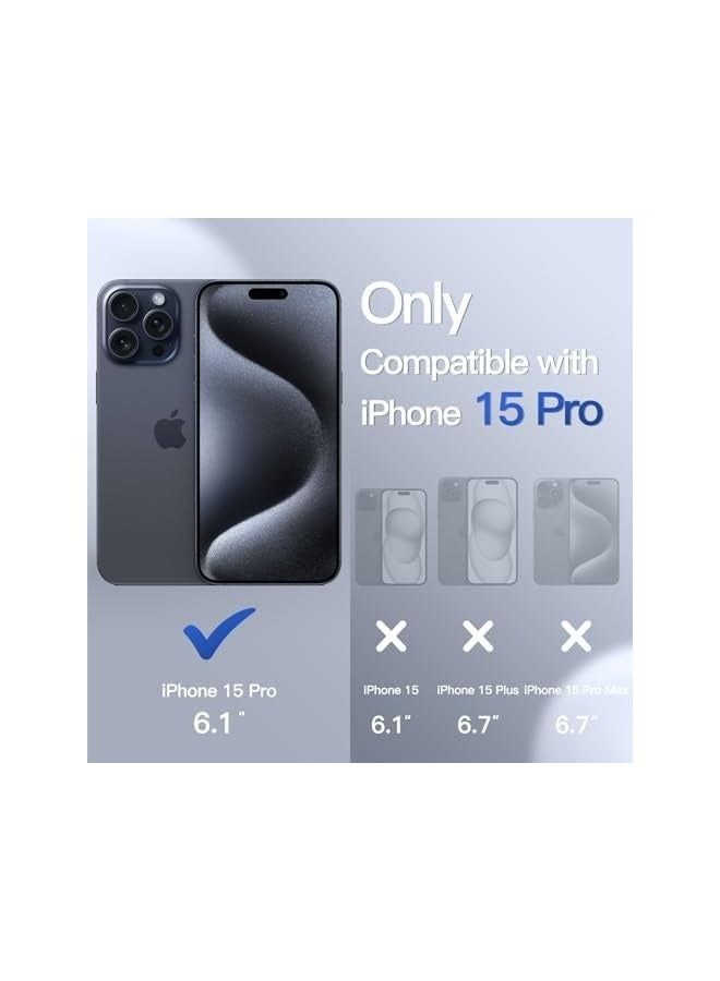 جي تيك حافظة JETech غير لامعة لهاتف iPhone 15 Pro مقاس 6.1 بوصة، حماية من السقوط بدرجة عسكرية مقاومة للصدمات، غطاء هاتف خلفي شفاف بلوري، مضاد لبصمات الأصابع (أزرق عاصف) - Image 2