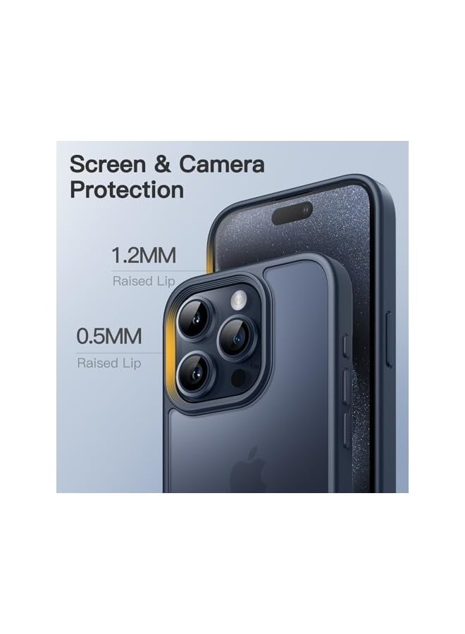 جي تيك حافظة JETech غير لامعة لهاتف iPhone 15 Pro مقاس 6.1 بوصة، حماية من السقوط بدرجة عسكرية مقاومة للصدمات، غطاء هاتف خلفي شفاف بلوري، مضاد لبصمات الأصابع (أزرق عاصف) - Image 4