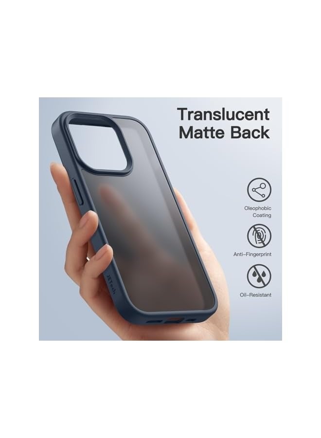 جي تيك حافظة JETech غير لامعة لهاتف iPhone 15 Pro مقاس 6.1 بوصة، حماية من السقوط بدرجة عسكرية مقاومة للصدمات، غطاء هاتف خلفي شفاف بلوري، مضاد لبصمات الأصابع (أزرق عاصف) - Image 3