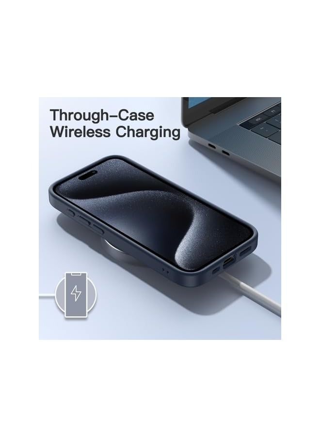 جي تيك حافظة JETech غير لامعة لهاتف iPhone 15 Pro مقاس 6.1 بوصة، حماية من السقوط بدرجة عسكرية مقاومة للصدمات، غطاء هاتف خلفي شفاف بلوري، مضاد لبصمات الأصابع (أزرق عاصف) - Image 5