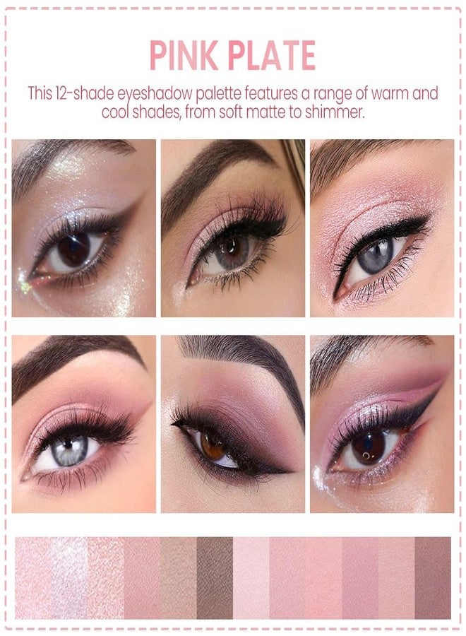 AMY'S DIARY 12Color Light Pink Purple Eyeshadow Palette, Long-Lasting, Elevate Your Eye Makeup- Unleash Your Unique Style (09#) - Image 2