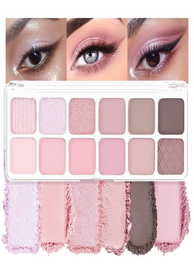 AMY'S DIARY 12Color Light Pink Purple Eyeshadow Palette, Long-Lasting, Elevate Your Eye Makeup- Unleash Your Unique Style (09#) - Image 1