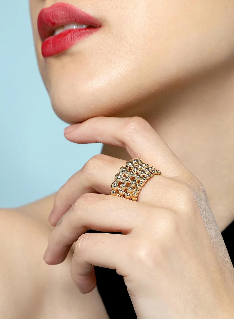 SOHI SOHI Women The Dewdrop Statement Ring | California  Colour | One-Size | Metallic Alloy Material | Adjustable Closure | Ring For Casual & Evening Wear