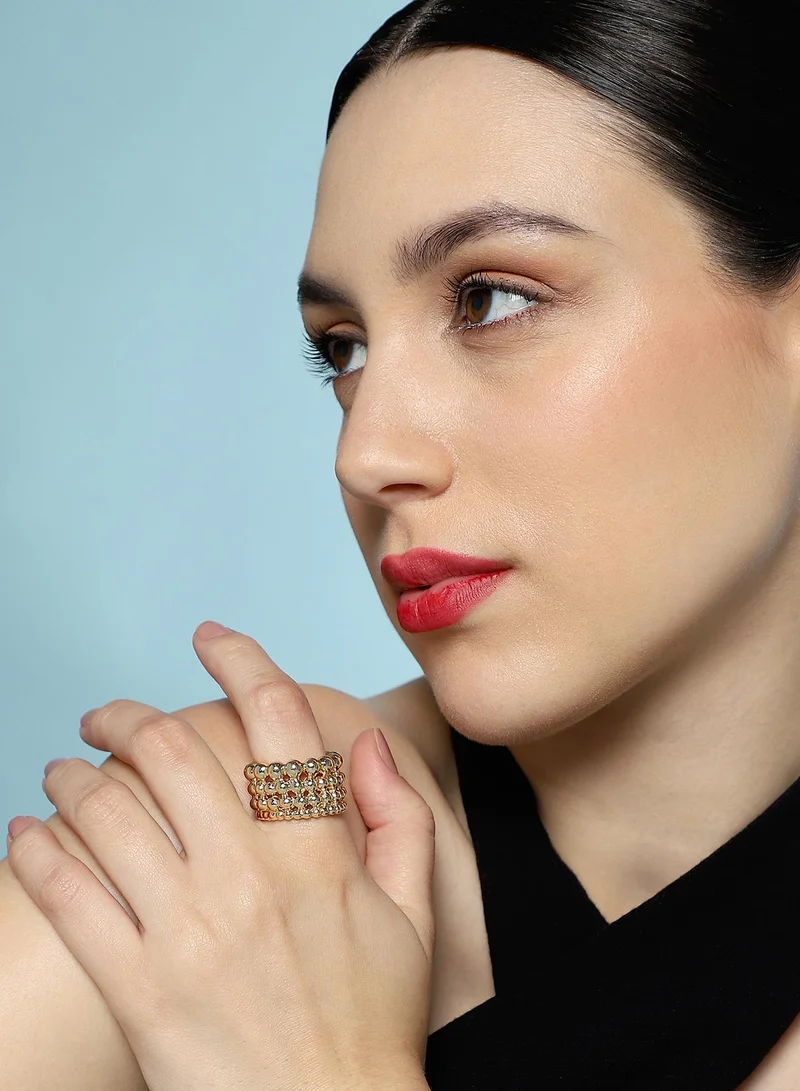 SOHI SOHI Women The Dewdrop Statement Ring | California  Colour | One-Size | Metallic Alloy Material | Adjustable Closure | Ring For Casual & Evening Wear