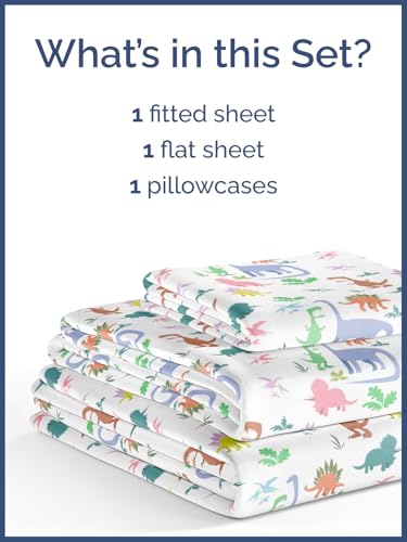 CGK Unlimited Kids Twin Size Boys Dinosaur Bed Sheets - 3 Piece Dinosaur Sheet Set - Dino Print Bedding - Soft, Cute & Cozy - Breathable & Machine Washable - Colorful Dino Bed Set for Boys, Girls, Teens & Toddlers - Image 2