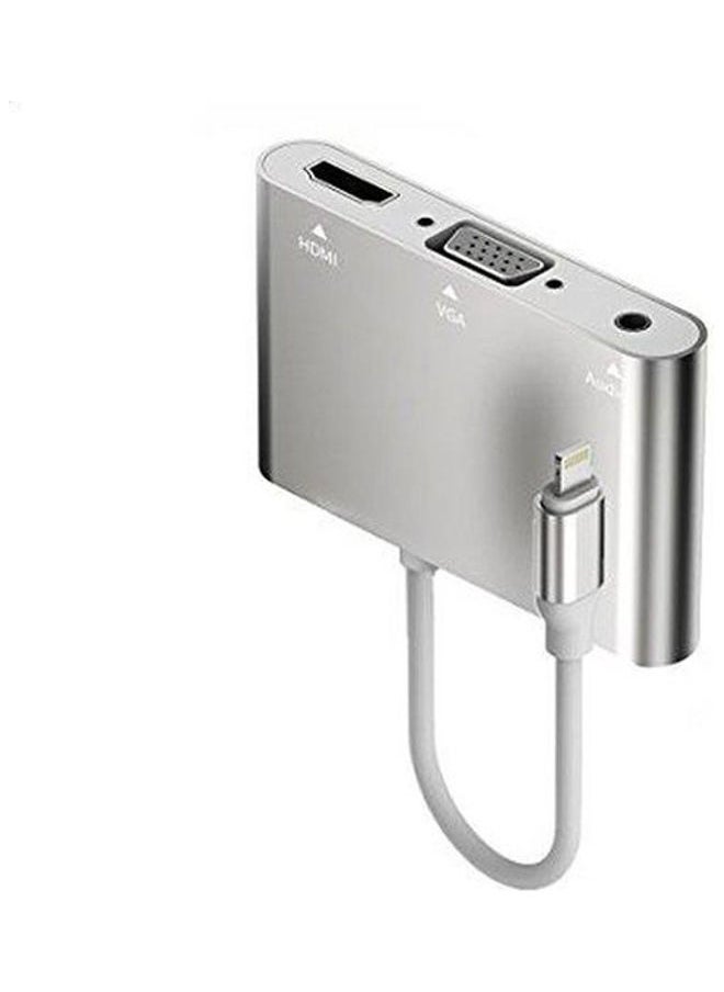 NIBEMINENT - 1080P Lightning to HDMI VGA Audio Adapter for iPhone7 6/6s/5s/iPad iPod HDTV Silver - Image 1