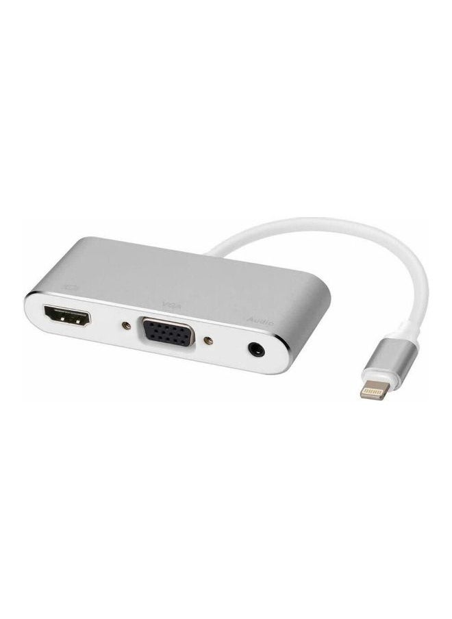 NIBEMINENT - 1080P Lightning to HDMI VGA Audio Adapter for iPhone7 6/6s/5s/iPad iPod HDTV Silver - Image 1