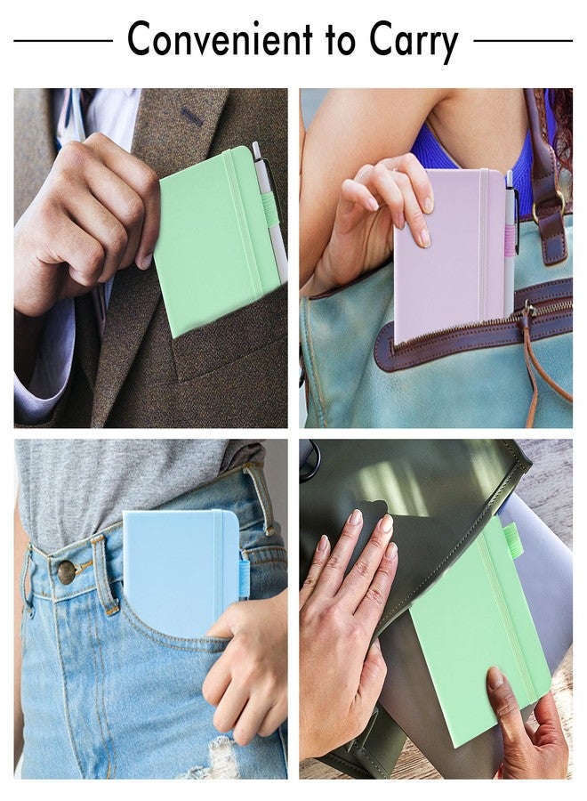 feela 3 Pack Pocket Small Notebook Journals, Mini Cute Hardcover College Ruled Notepad Women Office Supplies, with 3 Black Pens, 3.5”x 5.5”, A6, Pastel Colors, Light Blue, Light Purple, Light Green - Image 5