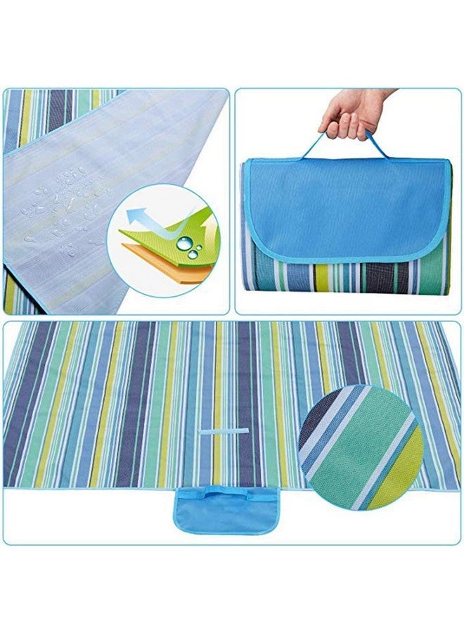 Afrodite Picnic Beach Camping Blankets, Outdoor Picnic Mat for Family, Beach, Park, Travel, Camping, Hiking and Music Festivals with Bags(57" x 79") (Blue) - Image 3