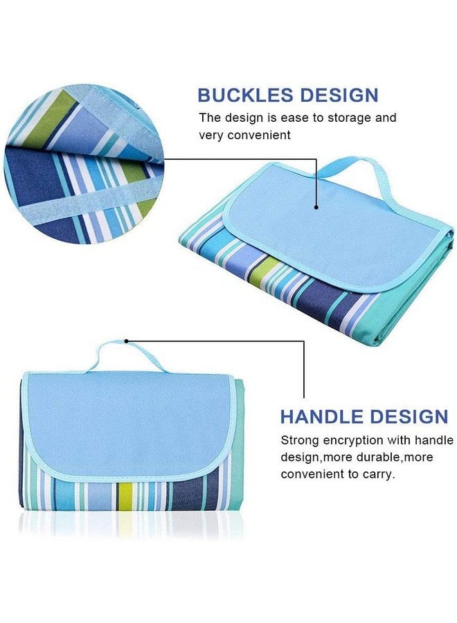 Afrodite Picnic Beach Camping Blankets, Outdoor Picnic Mat for Family, Beach, Park, Travel, Camping, Hiking and Music Festivals with Bags(57" x 79") (Blue) - Image 2