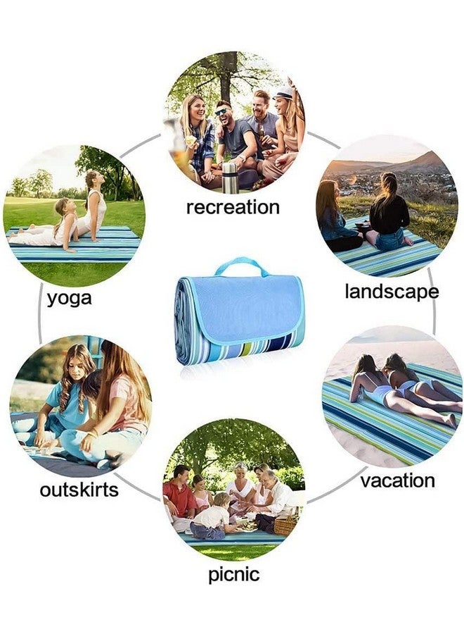 Afrodite Picnic Beach Camping Blankets, Outdoor Picnic Mat for Family, Beach, Park, Travel, Camping, Hiking and Music Festivals with Bags(57" x 79") (Blue) - Image 4