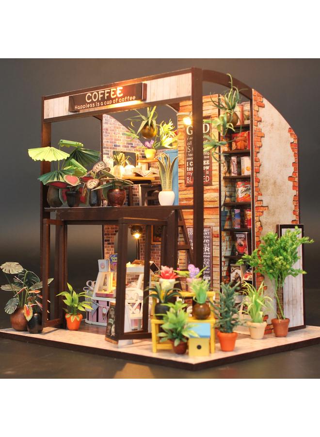 Bluejw Diy Cabin Handmade Assembled Creative Toys Birthday Gift Modern Style Art House Time Travel Cafe - Image 1