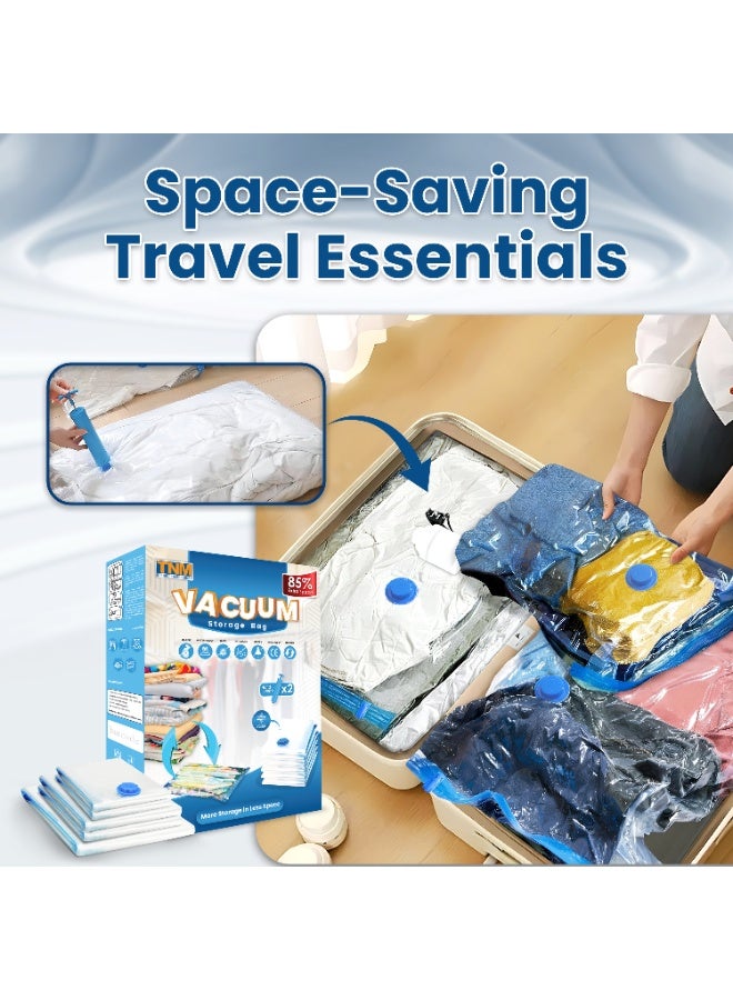 تنم أكياس تخزين مفرغة قابلة لإعادة الاستخدام - عبوة من ٢٢ كيسًا موفرة للمساحة (٣ جامبو، ٥ كبيرة، ٥ متوسطة، ٥ صغيرة، ٢ حقيبة سفر قابلة لللف) مع مضختين يدويتين | أكياس ضغط للملابس | حقائب تخزين للسفر | أكياس تفريغ | حقيبة تخزين قابلة لإعادة الاستخدام - Image 5