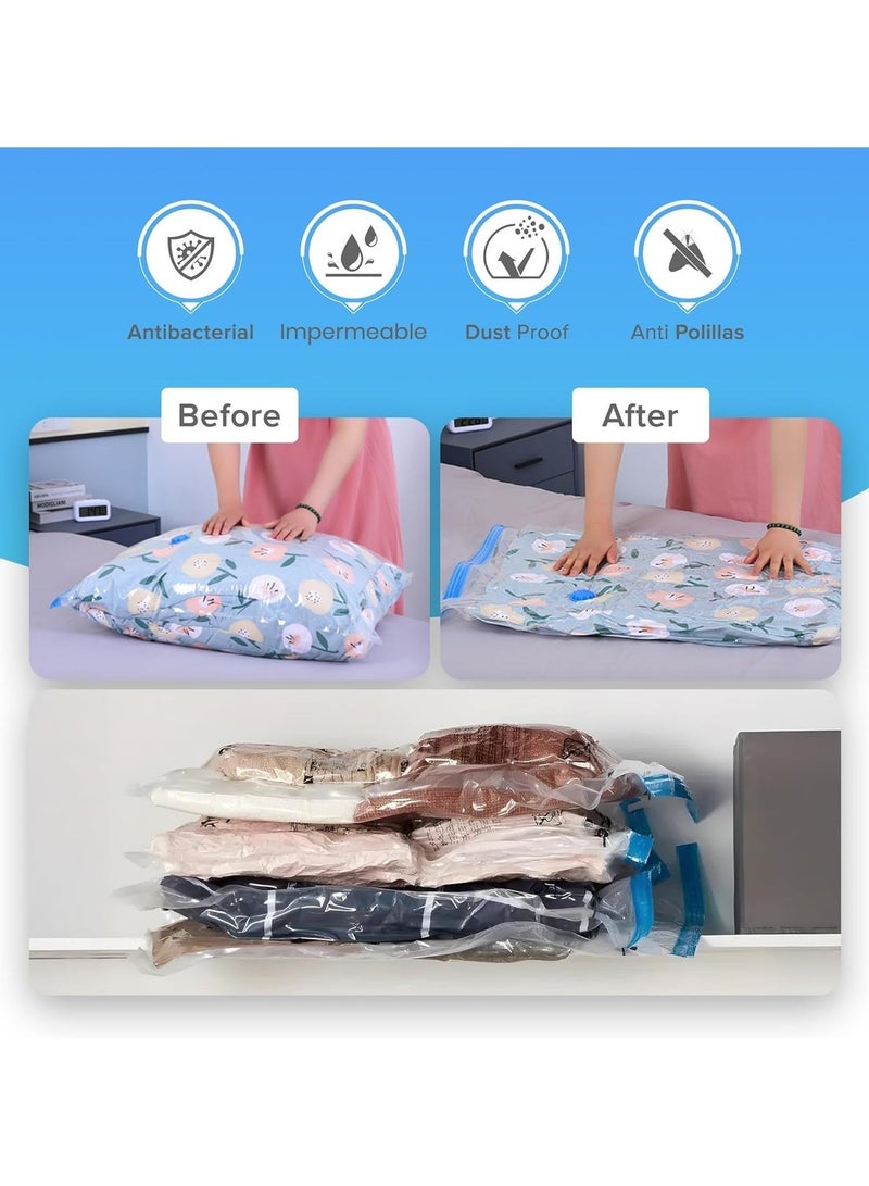 تنم أكياس تخزين مفرغة قابلة لإعادة الاستخدام - عبوة من ٢٢ كيسًا موفرة للمساحة (٣ جامبو، ٥ كبيرة، ٥ متوسطة، ٥ صغيرة، ٢ حقيبة سفر قابلة لللف) مع مضختين يدويتين | أكياس ضغط للملابس | حقائب تخزين للسفر | أكياس تفريغ | حقيبة تخزين قابلة لإعادة الاستخدام - Image 4